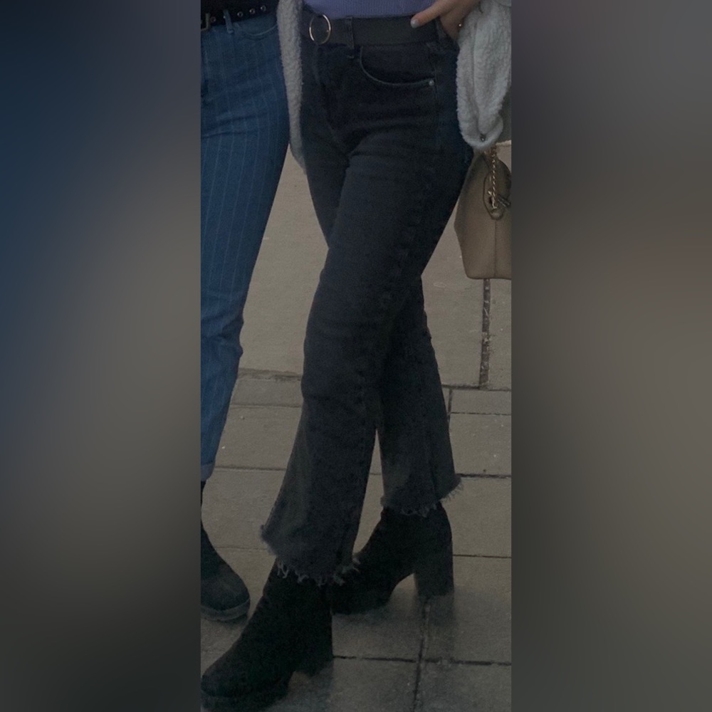 urban outfitters BDG washed black high-rise cropped kick flare jeans